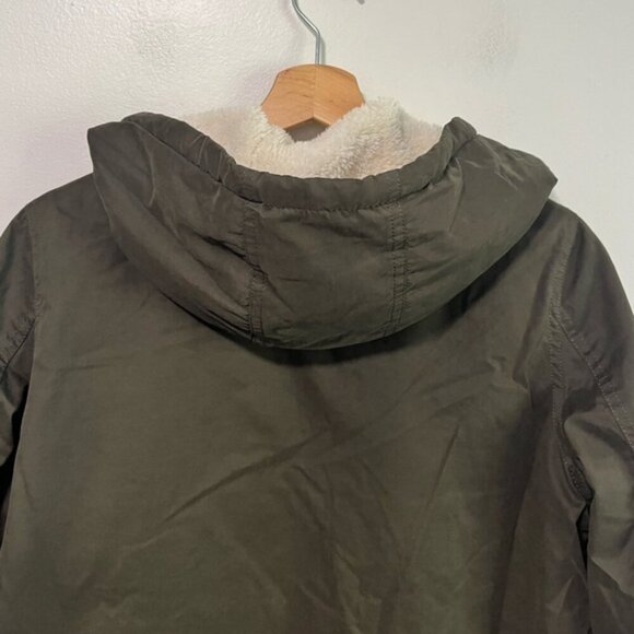 Forever 21 Olive Green Faux Shearling Lined Parka - Size M - Picture 2 of 14